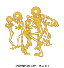 3D Rave Dancers Concept: Separate Layers For Full Control: Outline,Highlight,Reflection & Fill