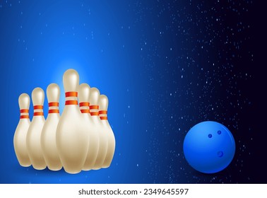 3d real bowling ball and pin illustration vector