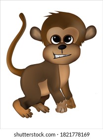 3d real cute monkey cartoon illustration vector, EPS 10