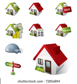 3D Real Estate Business Icon Set