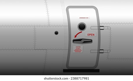 3D Realistic Abstract Airplane Emergency Exit Door. EPS10 Vector