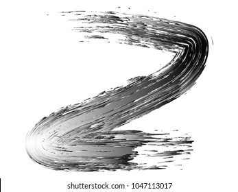 3D Realistic Abstract Black Paint. Brush Stroke Isolated On White Background. Drop Liquid Background. Ink And Water Texture. Design Concept For Graphic, Banners, Wallpaper, Reports.Vector Illustration