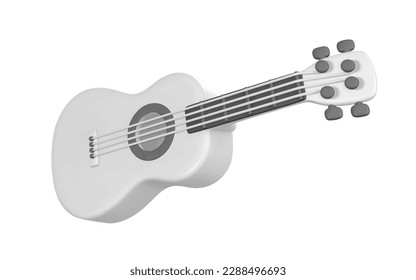 3d realistic acoustic guitar for music concept design in plastic cartoon style. Vector illustration.