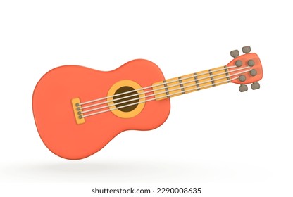 3d realistic acoustic guitar for music concept design in plastic cartoon style. Vector illustration.