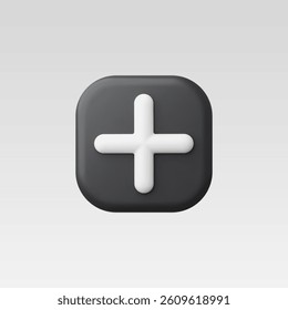 3d Realistic Add Button vector illustration
