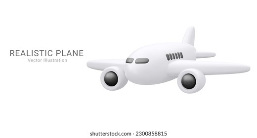 3d realistic airplane isolated on white background. Vector illustration