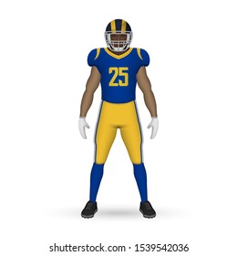 3D realistic American football player, Team Kit template design Los Angeles Rams