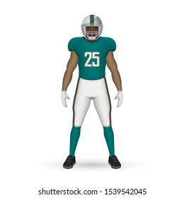 3D realistic American football player, Team Kit template design Miami Dolphins
