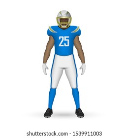 3D realistic American football player, Team Kit template design Los Angeles Chargers