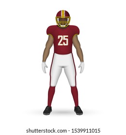 3D Realistic American Football Player, Team Kit Template Design Washington Redskins