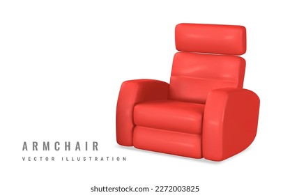 3d realistic Armchair with shadow in cartoon style. Vector illustration.