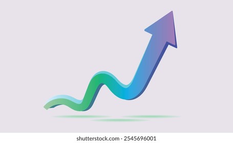 3D realistic arrow up. Arrow show success of business strategy. Vector illustration design background