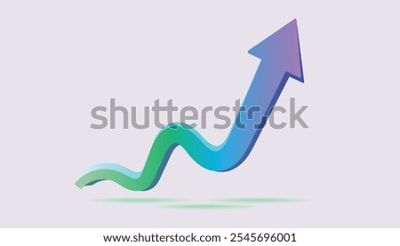 3D realistic arrow up. Arrow show success of business strategy. Vector illustration design background