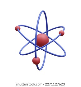 3d realistisches Atom mit orbitalen Elektronen einzeln auf weißem Hintergrund. Kernenergie, wissenschaftliche Forschung, Molekularbiologie, Physik-Wissenschaftskonzept. Vektorgrafik