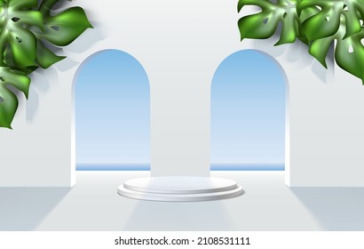 3d realistic background. Cosmetic podium scene for presentation.