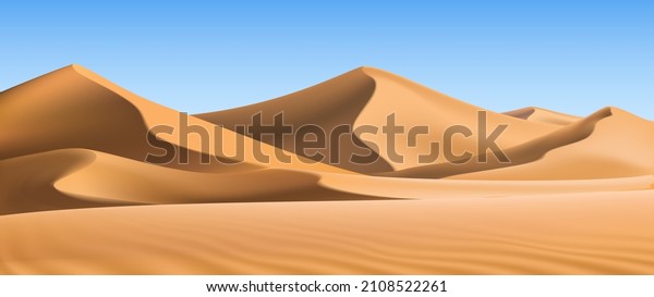 3d\
realistic background of sand dunes. Desert\
landscape.