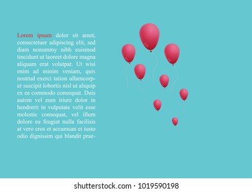 3d Realistic  Balloons Flying for Party and Celebrations With Space on blue background . Vector Illustration