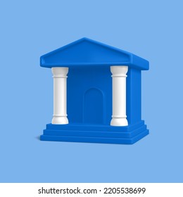 3d realistic bank building. Online banking or bank transactions and service concept. Vector illustration 