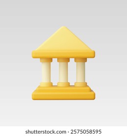 3d Realistic Bank Icon vector illustration