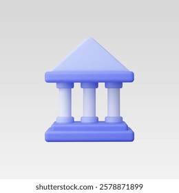 3d Realistic Bank Icon vector illustration