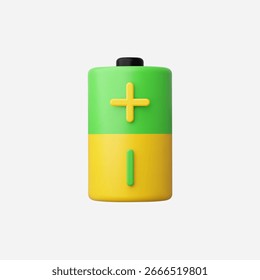 Ilustración vectorial de icono de batería realista 3d