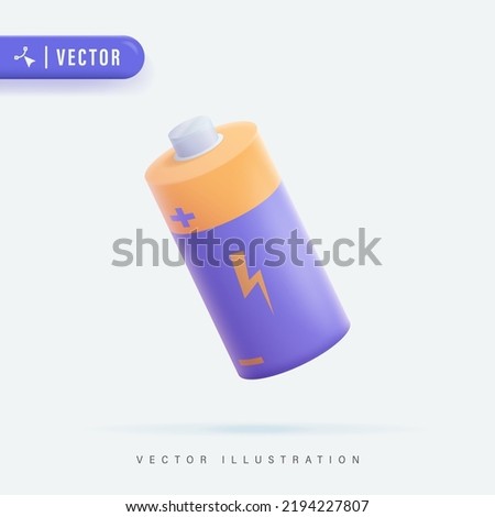 3D Realistic Battery Vector Illustration