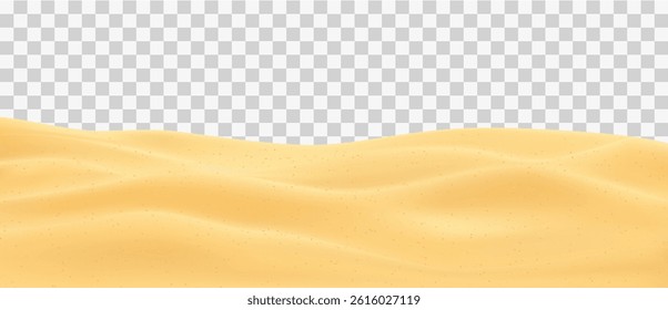 3d realistic beach coastline sand surface. Horizon Top view yellow desert sand dune or sea sand,Summer Background for Sale Banner,Template,Seasonal discount Vector illustration