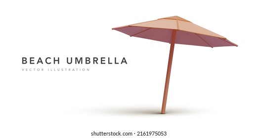 3d realistic beach umbrella with shadow isolated on white background. Vector illustration