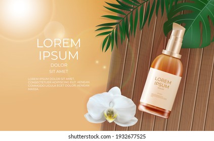 3D Realistic Beauty Product Cream Bottle Background. Design Template of Fashion Cosmetics Product. Vector Illustration EPS10