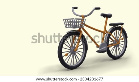 3d realistic bicycle on warm background. Advertising poster with place for text, sale of bicycles and transport. Colorful vector illustration in orange and gray colors
