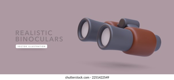 3d realistic binocular with shadow isolated on background. Vector illustration