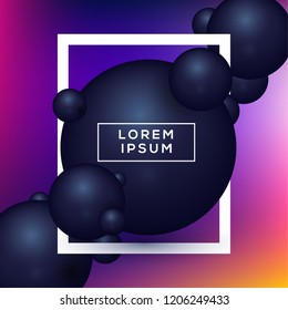3d Realistic Black Ball with Neon Colors Abstract Party Background