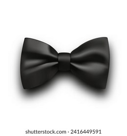 3D Realistic Black Bow Tie Isolated On White Background. EPS10 Vector