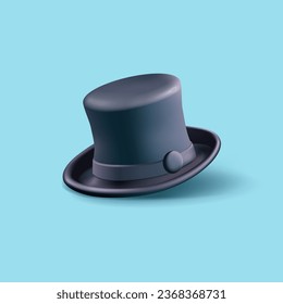 3d realistic black cylinder hat render modern style. Bright modern Retro clothing accessories. Magic equipment or vintage decoration. Isolated