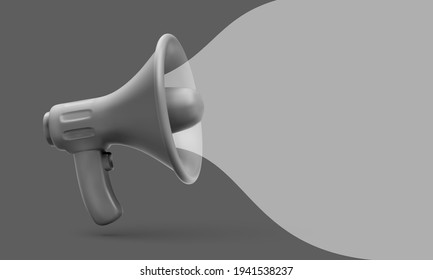 3d realistic black plastic megaphone marketing concept. Vector illustration