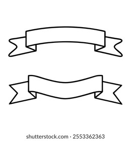 3D Realistic Black and White Ribbons Set - Elegant Decorative Elements