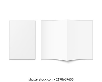 3D Realistic Blank Paper A4 Bifold Brochure. EPS10 Vector