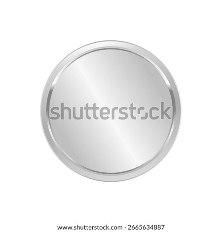 3D realistic blank silver awards isolated on white background. Second place blank medals