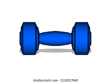 3d realistic blue color dumbbells with shadow isolated on white background. Vector illustration