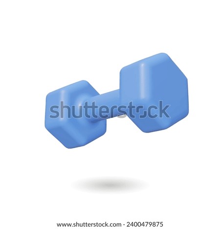 3d realistic blue dumbbell isolated on white background. Vector illustration. Fitness equipment for exercise banner, weights training and workout, 3d rendering