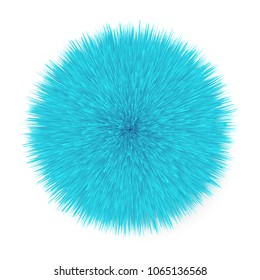 3d realistic blue Fluffy Hair Ball