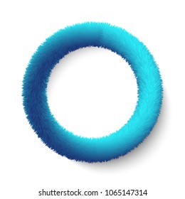 3d realistic blue Fluffy  Hair ring