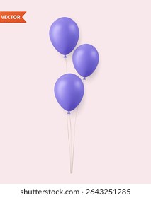 3d Realistic blue Happy Birthday Balloons Flying for Party and Celebrations. illustration for card, party, flyer, poster, decor, banner, web, advertising. 3d rendering. Vector illustration