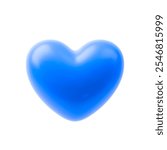 3D realistic blue heart shape. Vector valentine heart. Decorative element for wedding design. Passion and romance symbol for web, card, poster. Realistic vector illustration isolated on white.