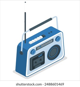 3d realistic blue old retro vintage radio tuner receiver icon. National World Radio Day. retro-styled transistor radio with a classic design stands out against a bold leopard print fabric. 2560