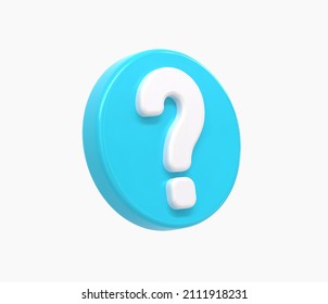 3d Realistic blue question mark button vector Illustration