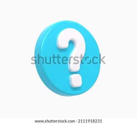 3d Realistic blue question mark button vector Illustration