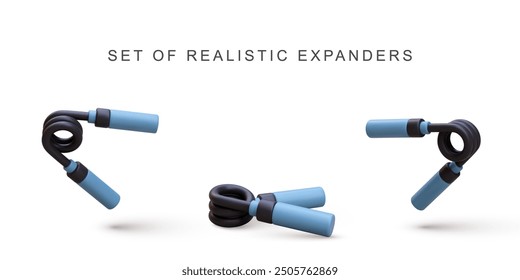 3d realistic blue set Carpal expanders on white background. Vector illustration.