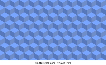 3D realistic blue square pattern. Medern cube texture. Geometric symmetry background. Vector illustration