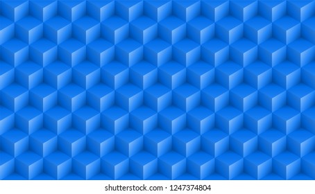 3D realistic blue square pattern. Medern cube texture. Geometric symmetry background. Vector illustration